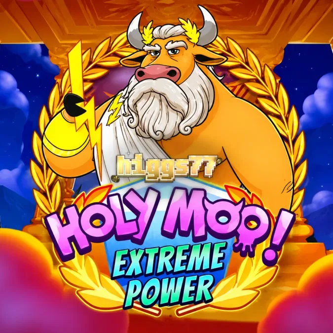 Tampilan visual slot Holy Moo! Extreme Power dengan tema dewa sapi